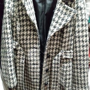Houndstooth Wool Peacoat